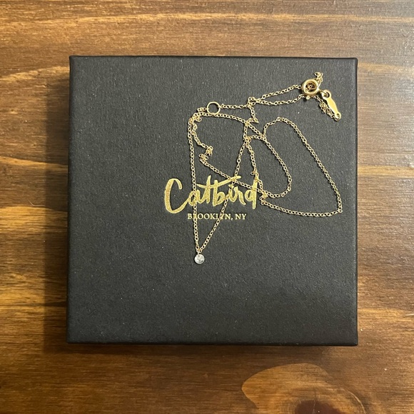 Catbird 14k Yellow Gold Diamond Pinprick Necklace - Picture 3 of 7